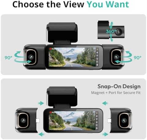BOTSLAB 4 Channel 3K Dash Cam, 560° All-Sides View, 3.18" Touch Screen, 3K/4K Front and 1080P Rear Inside, Vocie Control, 5.8GHz WiFi Car Camera, G-Sensor, GPS, 24/7 Parking Monitor, 128GB SD Card