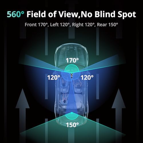 BOTSLAB 4 Channel 3K Dash Cam, 560° All-Sides View, 3.18" Touch Screen, 3K/4K Front and 1080P Rear Inside, Vocie Control, 5.8GHz WiFi Car Camera, G-Sensor, GPS, 24/7 Parking Monitor, 128GB SD Card
