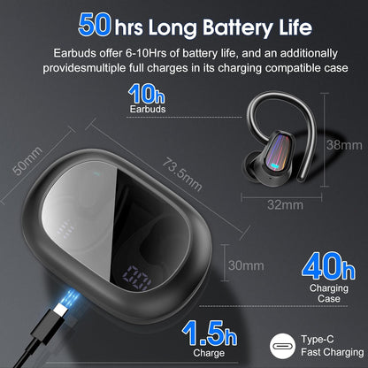Wireless Earbuds | Bluetooth 5.4 | 40H | Noise Cancelling | 4 Mics
