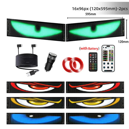 Devil Eyes LED Animation Screen Light Car Windshield Screen USB Plug-in DIY App Control Flexible Scrolling Text LED Display