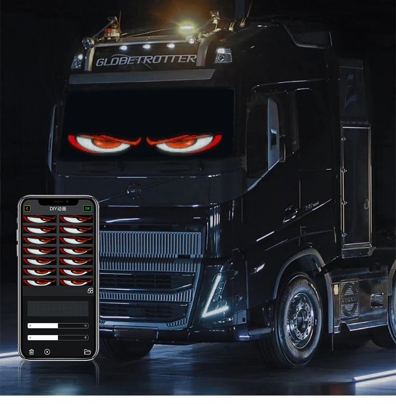 LED Devil Eye Car Lights Dynamic Flexible Programmable Custom Bluetooth Control LED Eyes Display Light For Car Decor