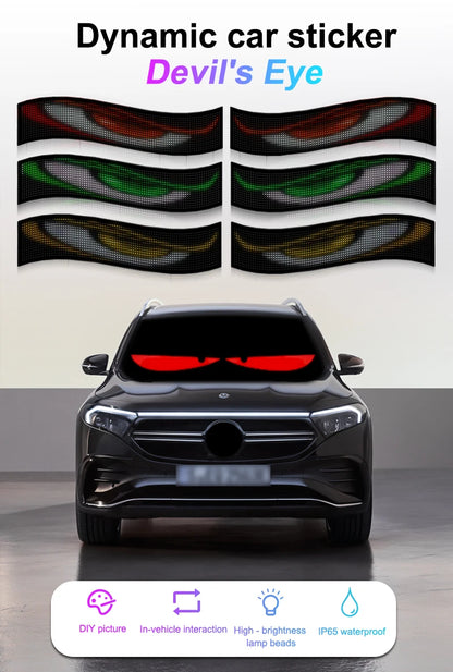 LED Devil Eye Car Lights Dynamic Flexible Programmable Custom Bluetooth Control LED Eyes Display Light For Car Decor