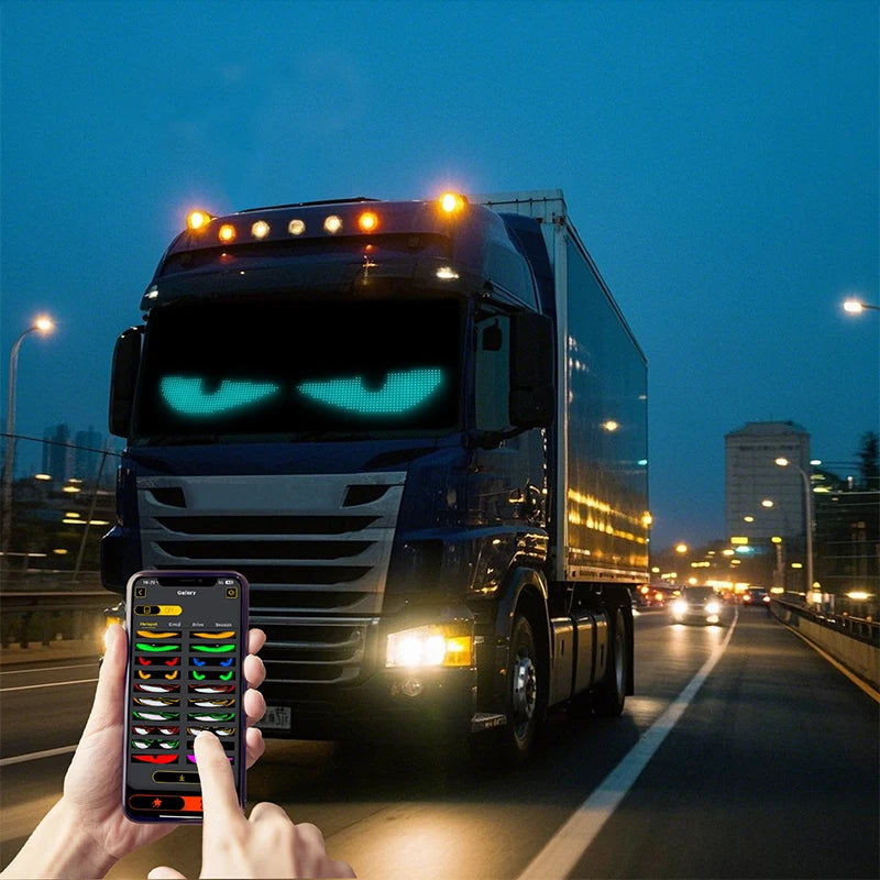 LED Devil Eye Car Lights Dynamic Flexible Programmable Custom Bluetooth Control LED Eyes Display Light For Car Decor