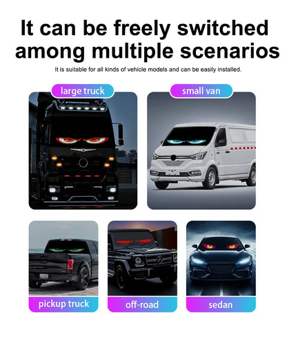 LED Devil Eye Car Lights Dynamic Flexible Programmable Custom Bluetooth Control LED Eyes Display Light For Car Decor