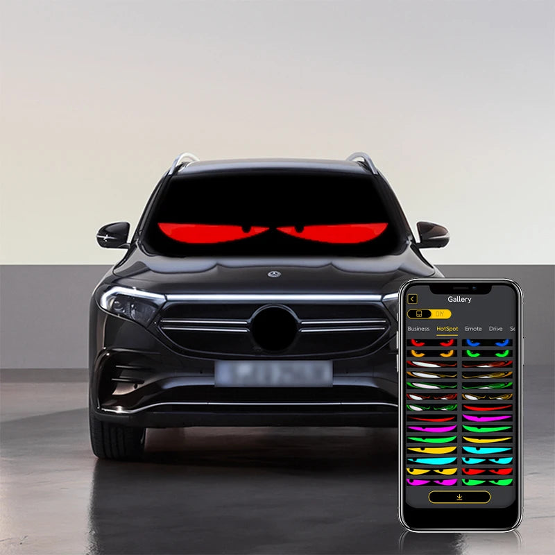 LED Devil Eye Car Lights Dynamic Flexible Programmable Custom Bluetooth Control LED Eyes Display Light For Car Decor
