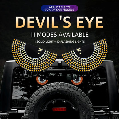 Car LED Devil‘s Eyes Front Rear Window Expression Light Half Circle/Triangle Matrix Panel Warning Light Signal Decorative Lamps