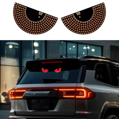 Car LED Devil‘s Eyes Front Rear Window Expression Light Half Circle/Triangle Matrix Panel Warning Light Signal Decorative Lamps