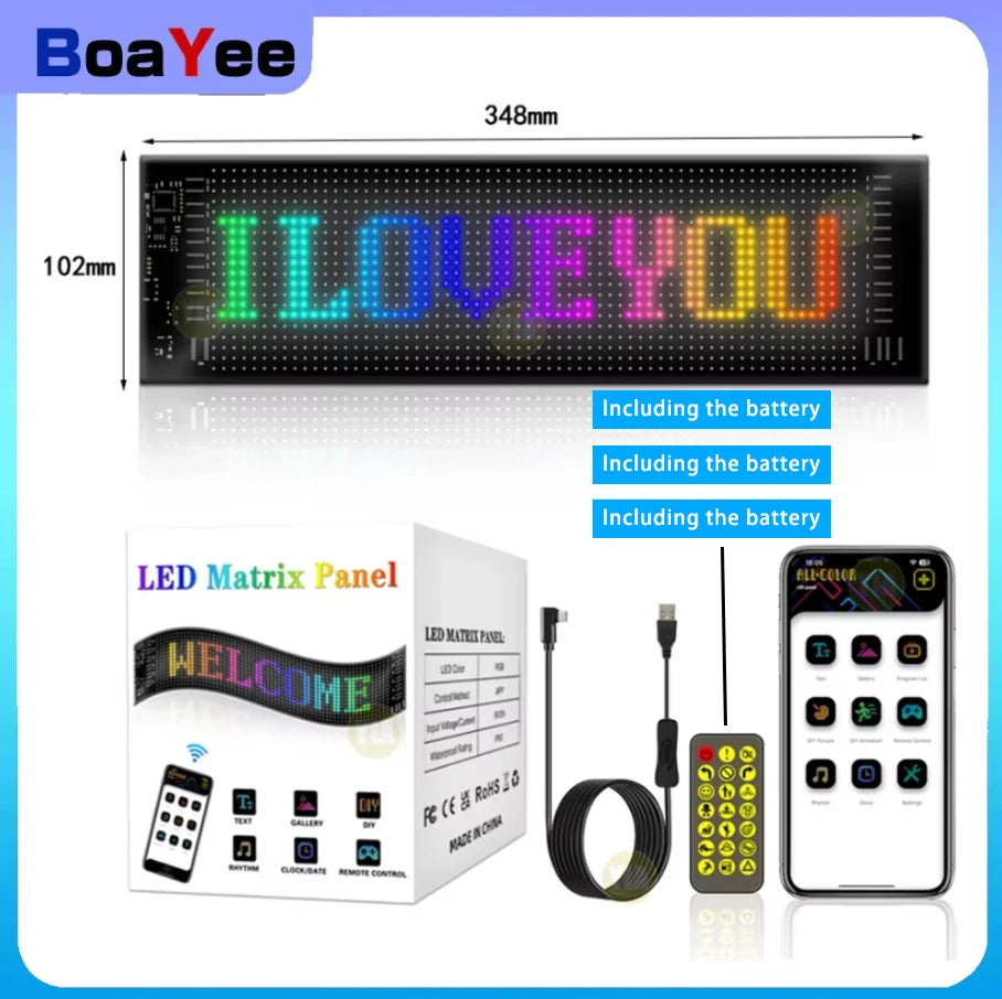 Devil Eyes LED Animation Screen Light Car Windshield Screen USB Plug-in DIY App Control Flexible Scrolling Text LED Display