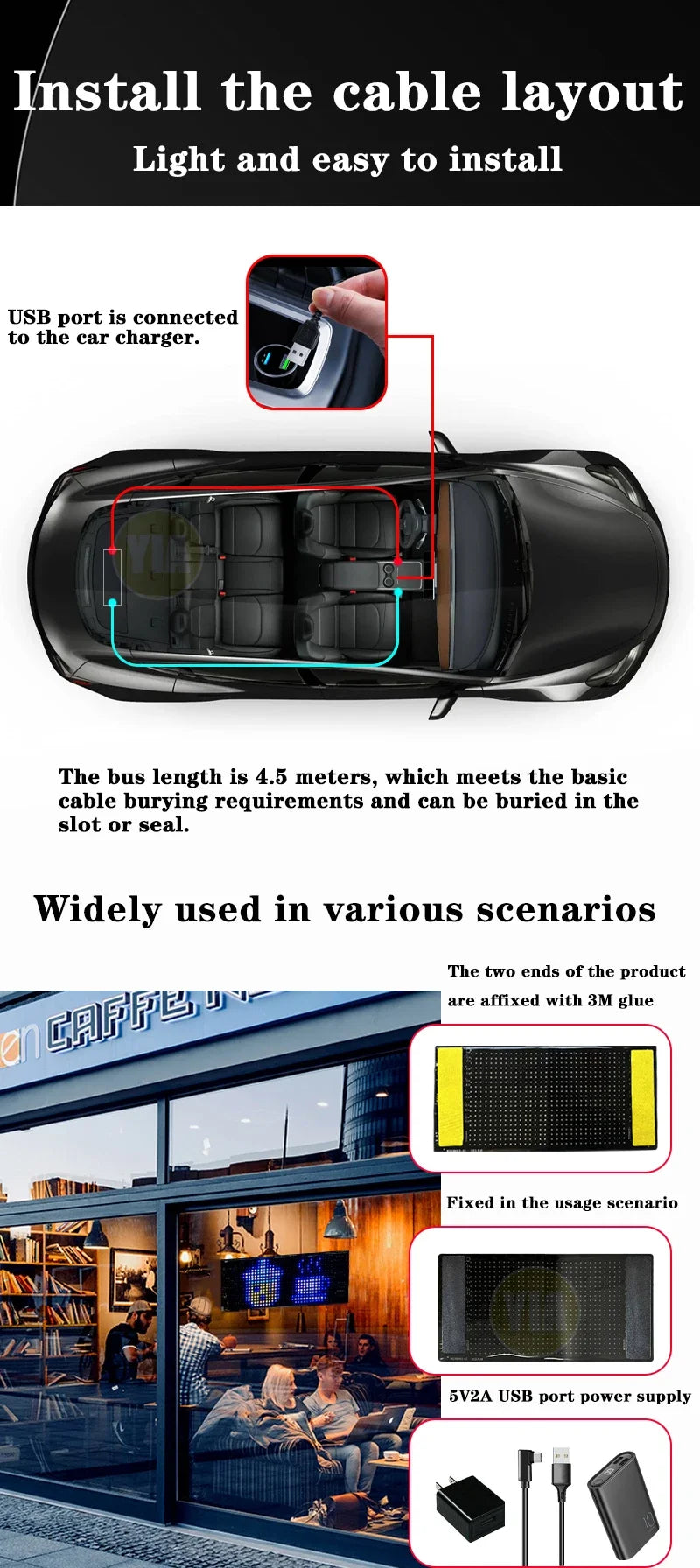Devil Eyes LED Animation Screen Light Car Windshield Screen USB Plug-in DIY App Control Flexible Scrolling Text LED Display