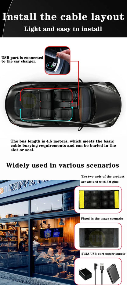 Devil Eyes LED Animation Screen Light Car Windshield Screen USB Plug-in DIY App Control Flexible Scrolling Text LED Display