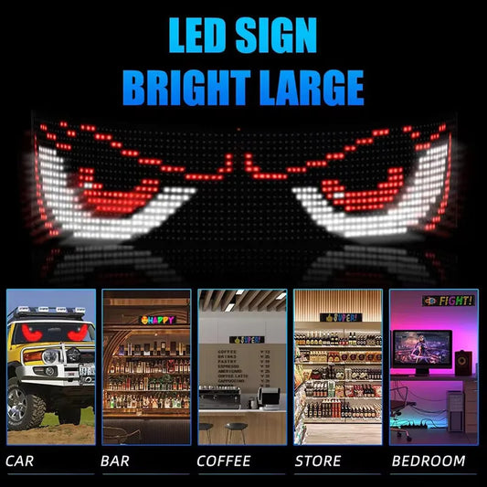 Devil Eyes LED Animation Screen Light Car Windshield Screen USB Plug-in DIY App Control Flexible Scrolling Text LED Display