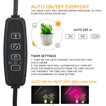 USB LED Plant Grow Light Indoor Garden 10 Dimmable Levels Grow Light Full Spectrum Timer Setting Hydroponic Greenhouse 3H/9H/12H
