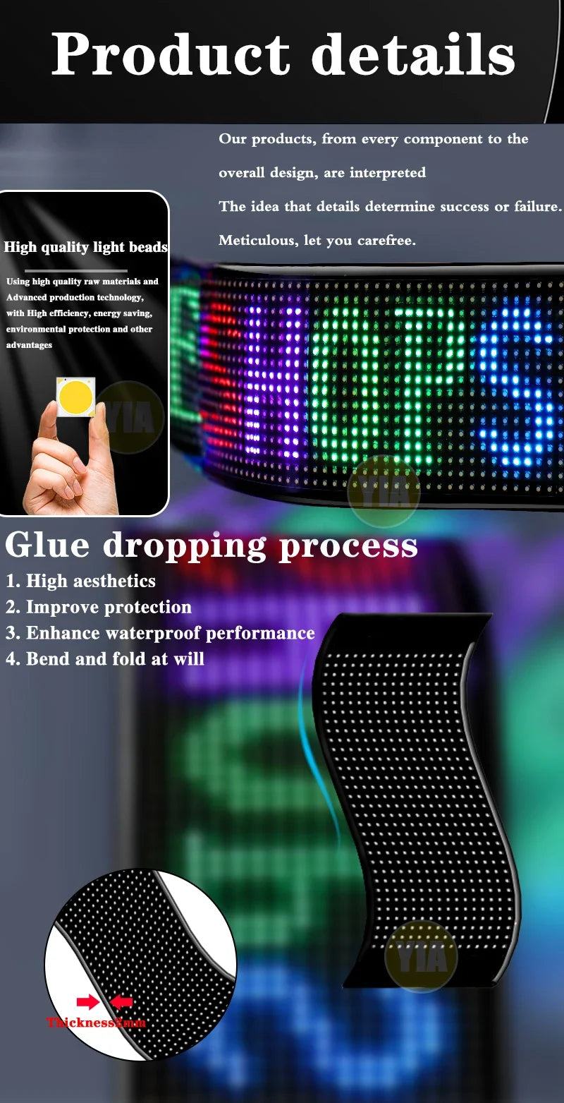 Devil Eyes LED Animation Screen Light Car Windshield Screen USB Plug-in DIY App Control Flexible Scrolling Text LED Display