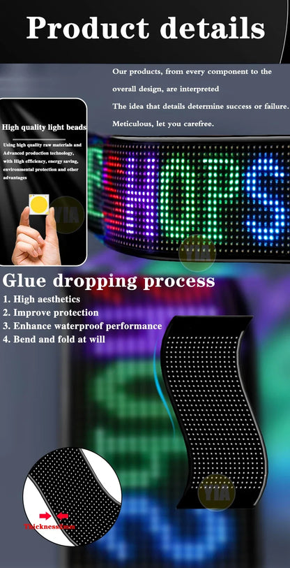 Devil Eyes LED Animation Screen Light Car Windshield Screen USB Plug-in DIY App Control Flexible Scrolling Text LED Display