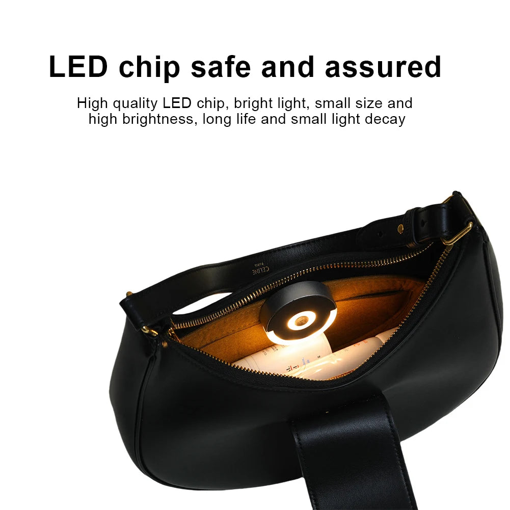 Smart Purse Light with Auto Sensor & Touch Control — instantly illuminates your bag with soft light, perfect for everyday use and gifting.