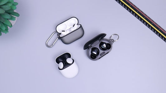 True wireless earbuds black close up
